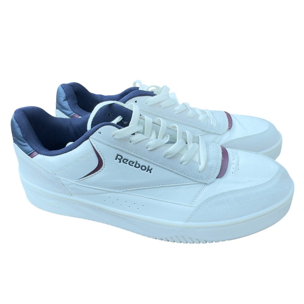 Reebok Court Advance Men Size 12 White Navy Maroon Sneakers Great Condition